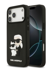 Karl Lagerfeld для iPhone 17 Pro чехол 3D Rubber NFT Karl &amp; Choupette Hard Black