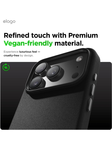 Elago для iPhone 17 Pro Max чехол Magnetic PU Leather Black (MagSafe)