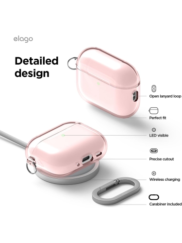 Elago для AirPods Pro 3 чехол Clear Hang case Lovely Pink
