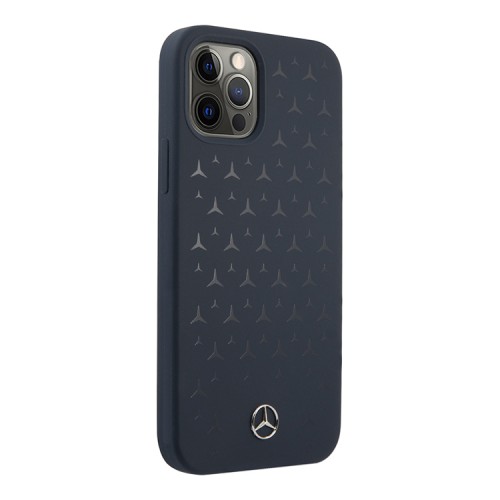 Чехол Mercedes Liquid Silicone Stars Hard для iPhone 12 Pro Max, синий
