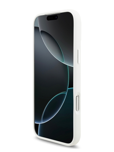 Karl Lagerfeld для iPhone 17 Pro Max чехол Liquid Silicone Initials Metal Logo & Camera Hard White