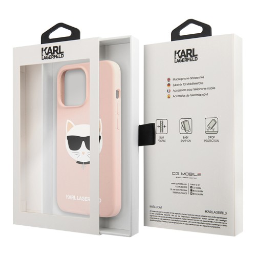 Чехол Karl Lagerfeld Liquid silicone Choupette Hard для iPhone 13 Pro, розовый