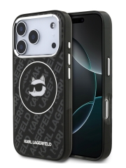 Karl Lagerfeld для iPhone 17 Pro чехол IML NFT Choupette Head on logo Metal Cam Hard Black (MagSafe)