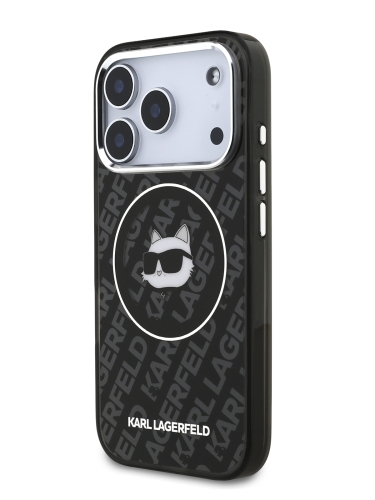 Karl Lagerfeld для iPhone 17 Pro чехол IML NFT Choupette Head on logo Metal Cam Hard Black (MagSafe)