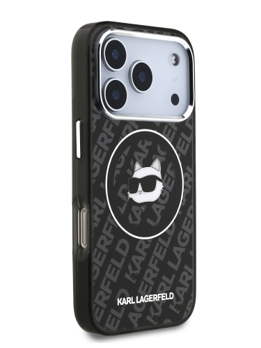 Karl Lagerfeld для iPhone 17 Pro чехол IML NFT Choupette Head on logo Metal Cam Hard Black (MagSafe)