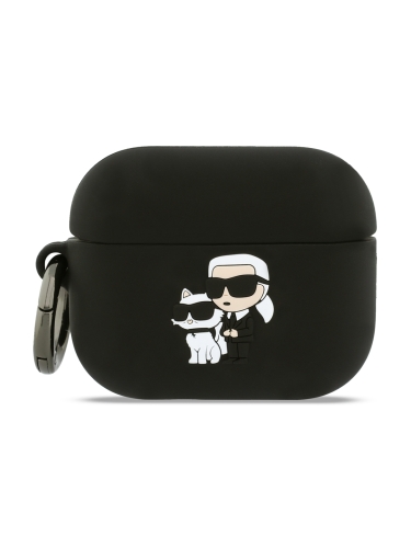 Karl Lagerfeld для Airpods Pro 3 чехол Silicone case with ring NFT Karl & Choupette Black