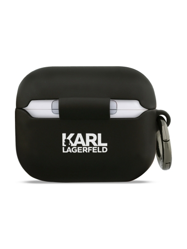 Karl Lagerfeld для Airpods Pro 3 чехол Silicone case with ring NFT Karl & Choupette Black