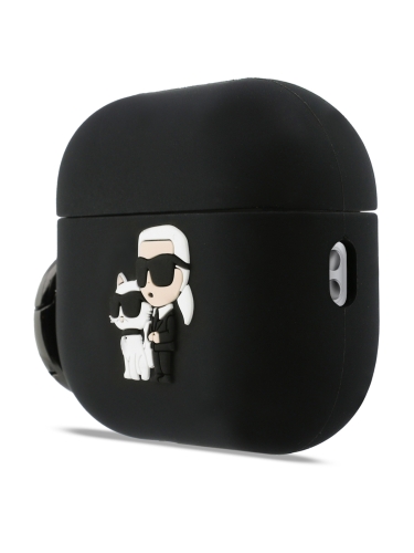 Karl Lagerfeld для Airpods Pro 3 чехол Silicone case with ring NFT Karl & Choupette Black