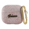 Чехол Guess PU leather 4G metal logo с карабином для Airpods 3 (2021), розовый