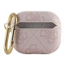 Чехол Guess PU leather 4G metal logo с карабином для Airpods 3 (2021), розовый