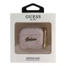 Чехол Guess PU leather 4G metal logo с карабином для Airpods 3 (2021), розовый