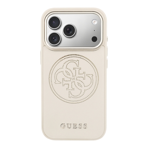Guess для iPhone 17 Pro Max чехол PU with Perforated 4G logo Metal camera Hard Beige (MagSafe)