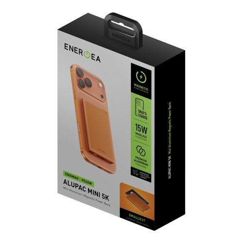 Energea АКБ AluPac MINI 5K (CCC), 5000W MagSafe 15W USB-C 20W Ultra Light Aluminium Orange