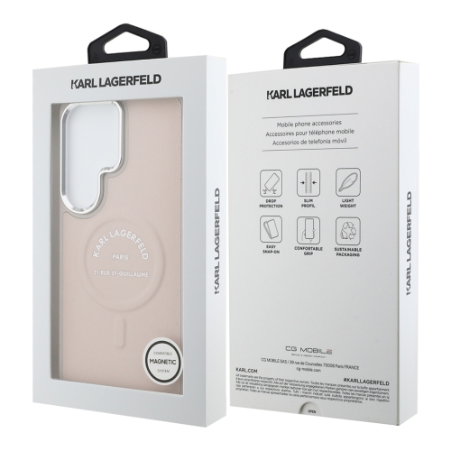 Karl Lagerfeld для Galaxy S26 Ultra чехол PU Smooth leather RSG logo Metal camera Hard Pink (MagSafe)