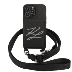 Чехол Lagerfeld Crossbody cardslot PU Saffiano Autograph Hard для iPhone 13 Pro Max, черный