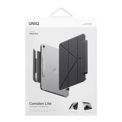 Uniq для iPad 11 (2025)/10 (2022) чехол Camden Lite (Detachable Pencil sleeve) Charcoal Grey