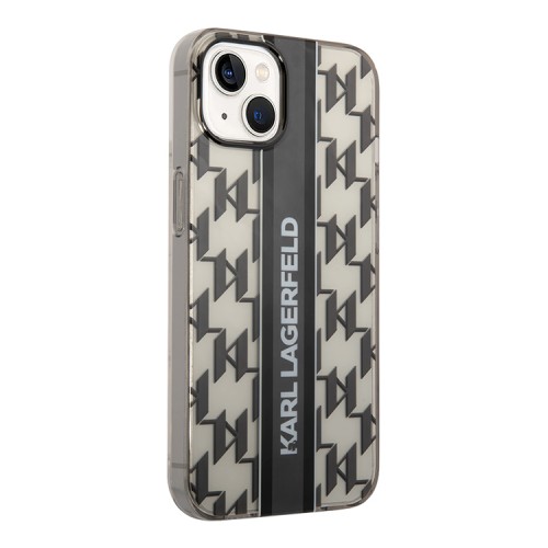 Чехол Lagerfeld Monogram w Vertical logo Hard для iPhone 14 Plus, черный
