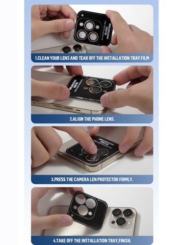 BLUEO Camera Lens PVD stainless steel для камеры iPhone 13 Pro | 13 Pro Max, стальной серый (3 шт +installer)