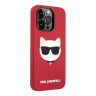Чехол Lagerfeld Liquid silicone Choupette Hard для iPhone 14 Pro, красный (Magsafe)