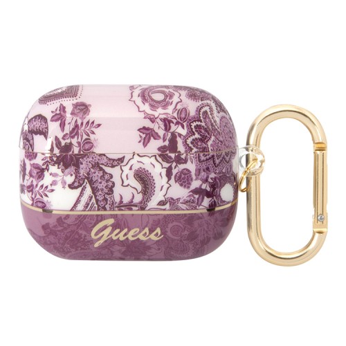 Чехол Guess Toile de Jouy с карабином для Airpods Pro, розовый