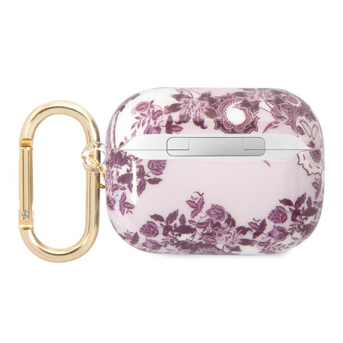 Чехол Guess Toile de Jouy с карабином для Airpods Pro, розовый
