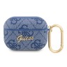 Чехол Guess PU leather 4G metal logo с карабином для Airpods Pro, синий