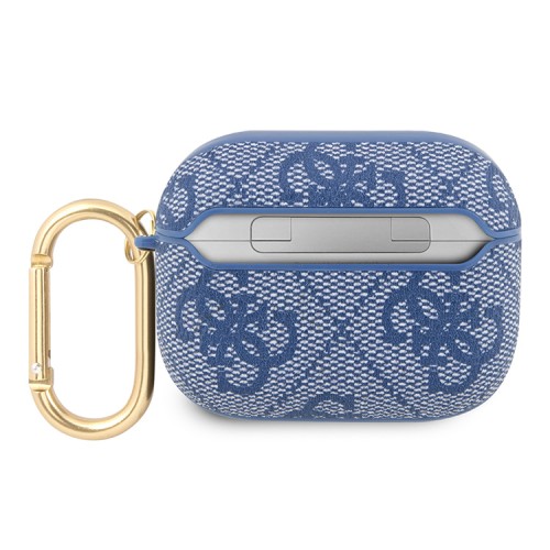 Чехол Guess PU leather 4G metal logo с карабином для Airpods Pro, синий