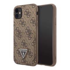 Чехол Guess PU 4G Double cardslot Metal triangle logo Hard для iPhone 11, коричневый
