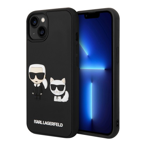 Чехол Lagerfeld 3D Rubber Karl and Choupette Hard для iPhone 14 Plus, черный