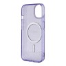 Чехол Guess Glitter Metal outline Hard для iPhone 14, фиолетовый/золотой (MagSafe)