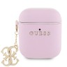 Guess для Airpods 1/2 чехол PU Saffiano with 4G Diamond charm Pink