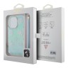 Guess для iPhone 15 Pro Max чехол PC/TPU Peony glitter +Nylon Hand cord Hard Iridescent Turquoise