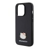 Hello Kitty для iPhone 14 Pro Max чехол PU Grained leather Metal Kitty Head Hard Black