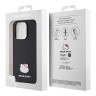 Hello Kitty для iPhone 14 Pro Max чехол PU Grained leather Metal Kitty Head Hard Black