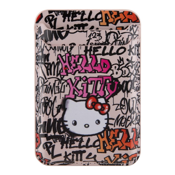 Hello Kitty магнитный бумажник Wallet Cardslot MagSafe PU leather Graffiti Tags Pink