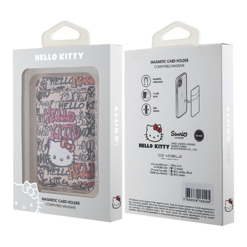 Hello Kitty магнитный бумажник Wallet Cardslot MagSafe PU leather Graffiti Tags Pink