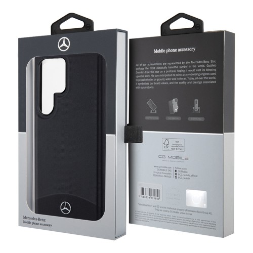 Mercedes для Galaxy S24 Ultra чехол Leather Textured and Smooth Hard Black (MagSafe)