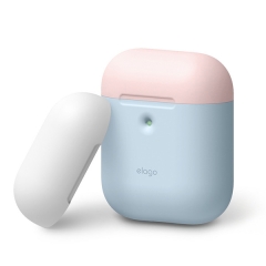 Чехол Elago Silicone Duo для AirPods 2 (wireless), голубой с крышками Pink и White