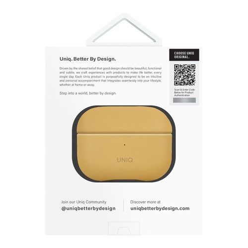 Uniq для Airpods Pro 2 чехол Lyden DS Leatherette with handstrap Canary Yellow/Flint Grey