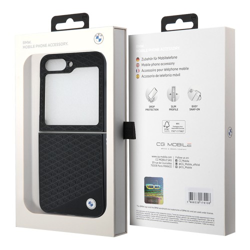 BMW для Galaxy Z Flip 6 Signature Leather Diamond pattern Black