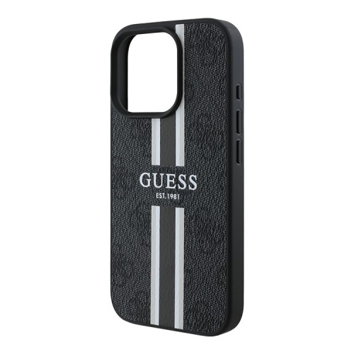 Guess для iPhone 16 Pro Max чехол PU кожа 4G Stripes Black (MagSafe)
