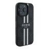 Guess для iPhone 16 Pro Max чехол PU кожа 4G Stripes Black (MagSafe)
