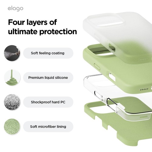 Elago для iPhone 16 Pro чехол Soft silicone (Liquid) Pastel Green