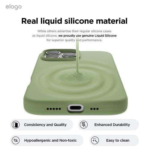 Elago для iPhone 16 Pro чехол Soft silicone (Liquid) Pastel Green