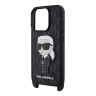 Karl Lagerfeld для iPhone 16 Pro чехол Crossbody PU Saffiano Monogram NFT Karl Ikonik +Strap Hard Black