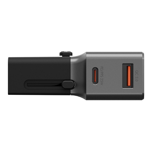 Energea СЗУ Travel World adapter 25, USB-C + USB-A, PD25W Gunmetal