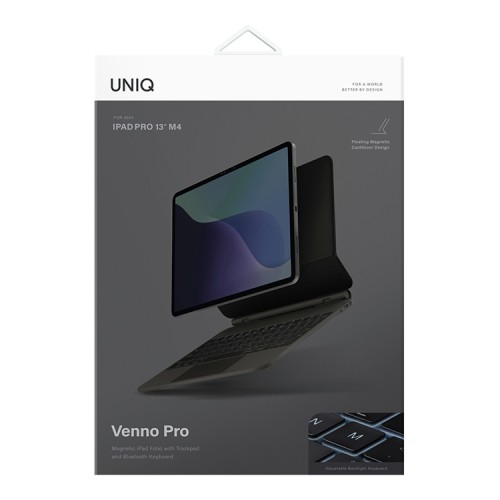 Uniq беспроводная клавиатура VENNO (англ.) Magnetic keyboard iPad Pro 13 (2024) Black