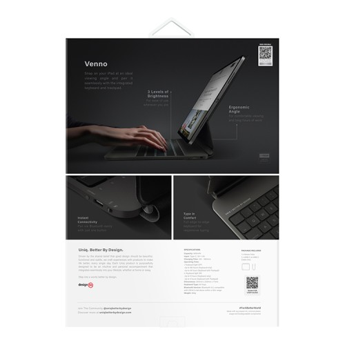 Uniq беспроводная клавиатура VENNO (англ.) Magnetic keyboard iPad Pro 13 (2024) Black