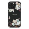 Guess для iPhone 15 Pro Max чехол PU Grained leather Flowers Metal logo Hard Black (MagSafe)