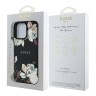 Guess для iPhone 15 Pro Max чехол PU Grained leather Flowers Metal logo Hard Black (MagSafe)